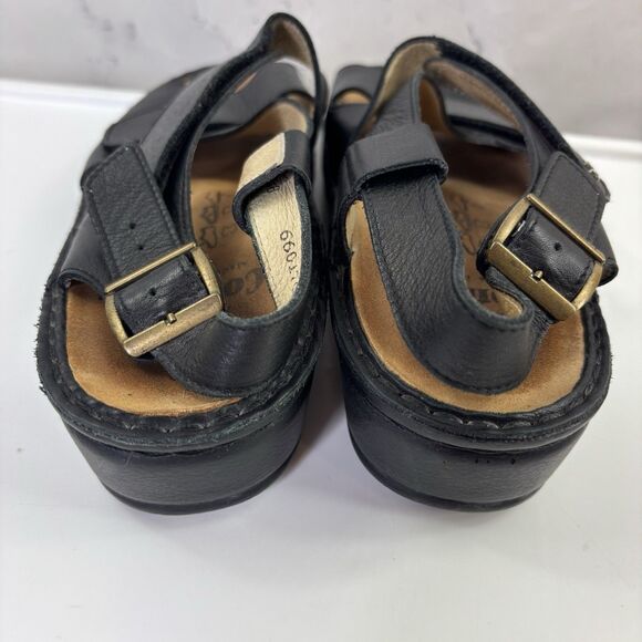 Finn Comfort Sandals Women's Slingback Black Leather Buckle sz 38 D US 7 Strappy - Picture 8 of 15